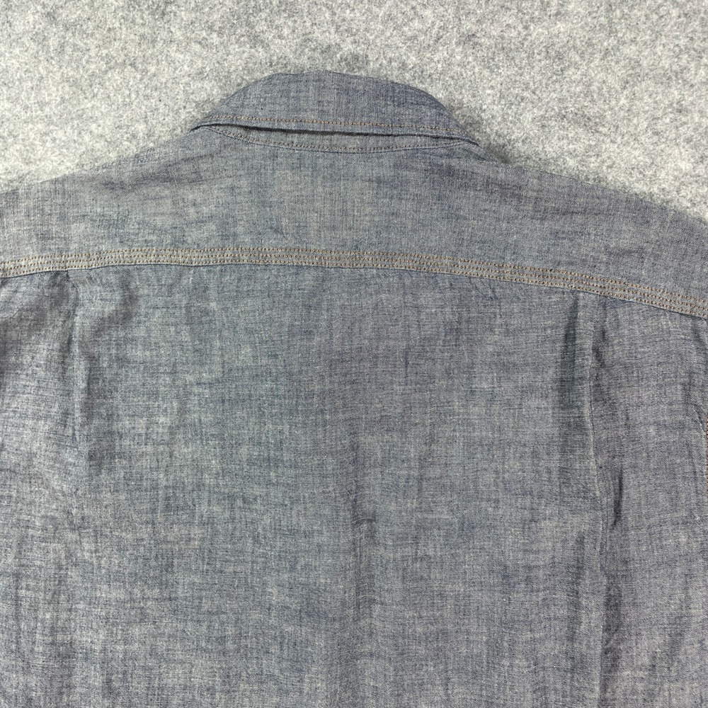 C.C. Filson Mens Button Down Shirt Medium Blue Chambray Denim Long Sleeve Cotton - Picture 5 of 12